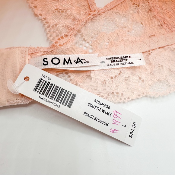 Soma Peach Blossom Lace Embraceable Bralette - Picture 2 of 4